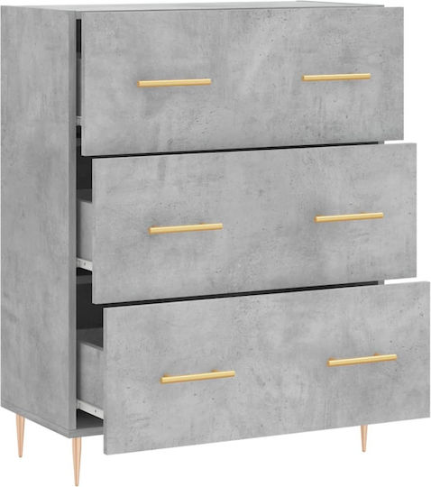 Comoda pentru Dormitor cu 3 sertare Gri 69.5x34x90buc