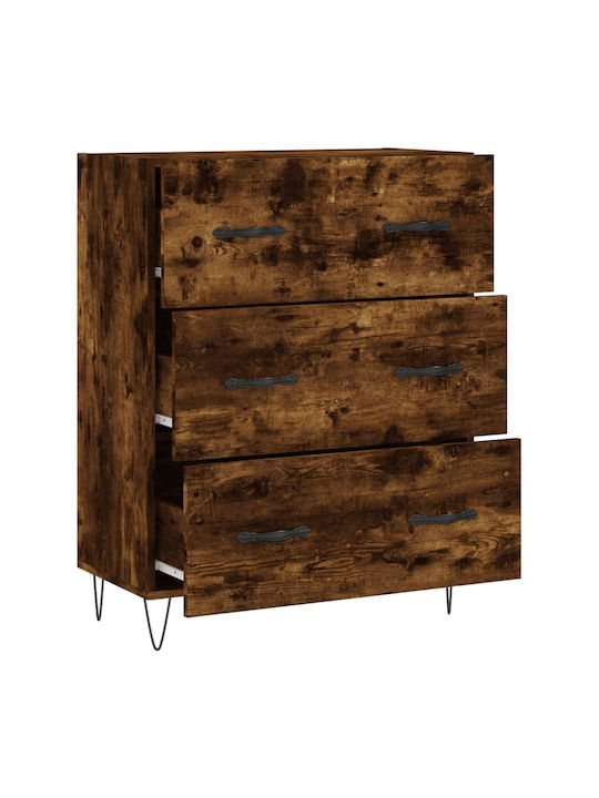Wooden Chest of Drawers with 3 Drawers 69.5x34x90cm