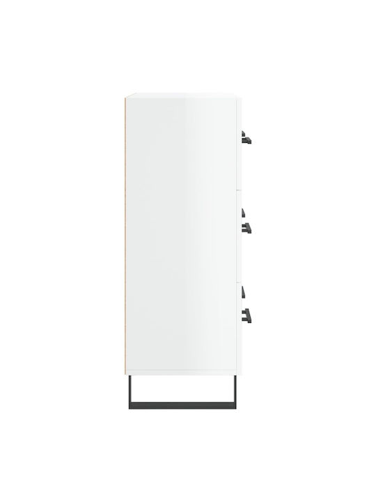 Wooden Chest of Drawers with 3 Drawers White 69.5x34x90cm