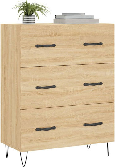 Wooden Chest of Drawers with 3 Drawers 69.5x34x90cm