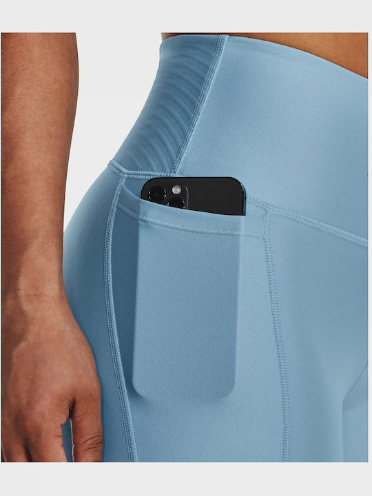 Women's Long Running Legging Shiny & High Waisted Blue