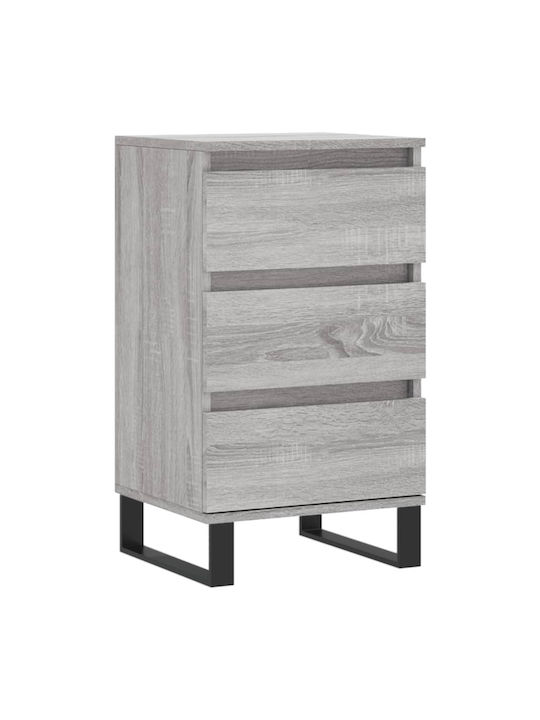 Wooden Chest of Drawers with 3 Drawers Gray 40x35x70cm