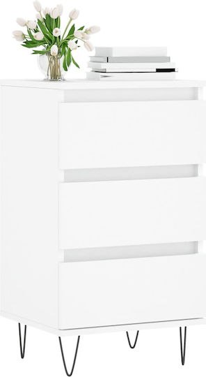 Wooden Chest of Drawers with 3 Drawers White 40x35x70cm
