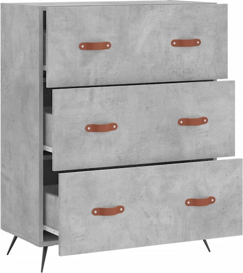 Comoda pentru Dormitor cu 3 sertare Gri 69.5x34x90buc