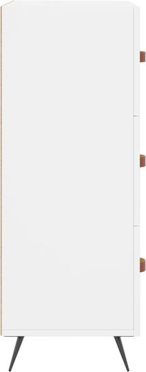 Wooden Chest of Drawers with 3 Drawers White 69.5x34x90cm