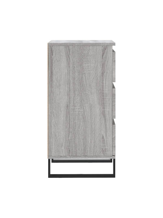 Wooden Chest of Drawers with 3 Drawers Gray 40x35x70cm