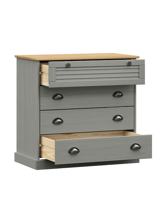 Wooden Chest of Drawers with 4 Drawers Gray 80x40x76cm