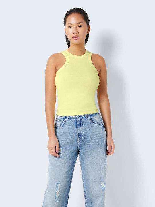 Damen Sommer Bluse Baumwolle Ärmellos mit Neckholder Gelb