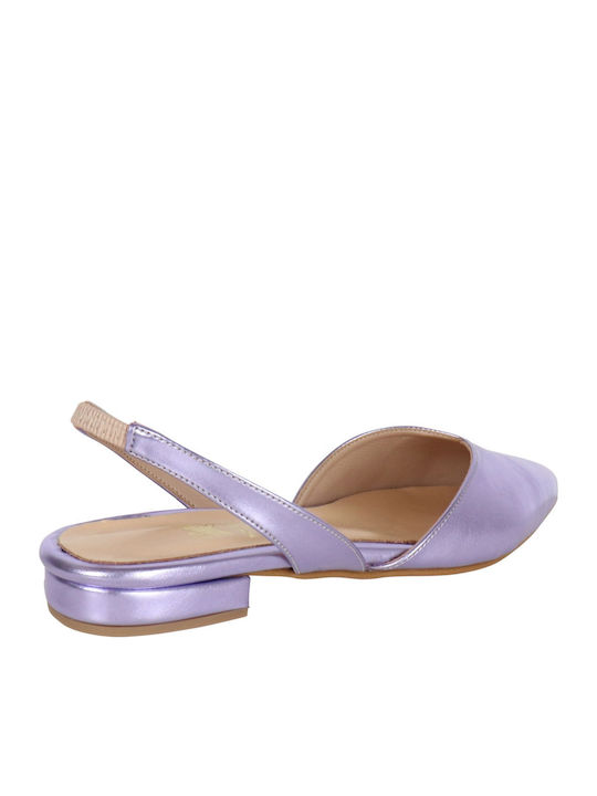 Γυναικείες Μπαλαρίνες με Λουράκι Lilac Metallic