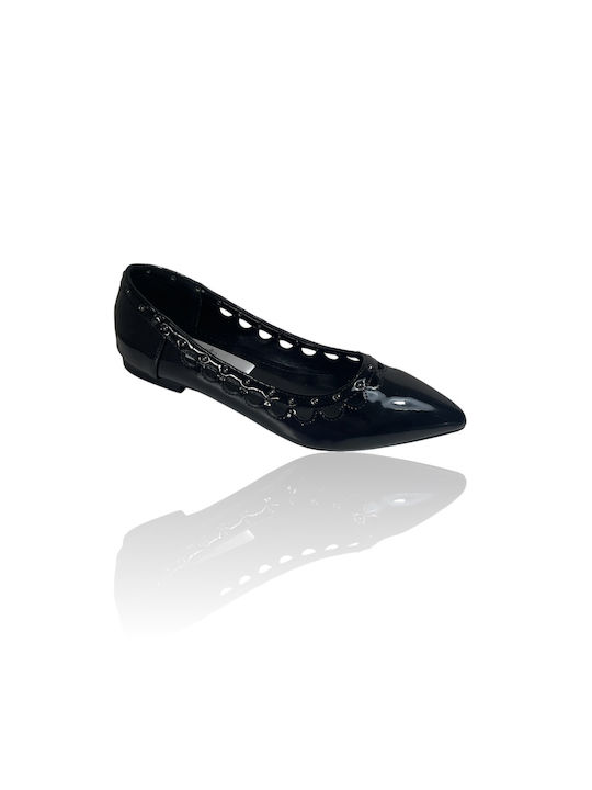 Egon Von Furstenberg Ballerinas Patent Leather Ballerinas with Pierced Design