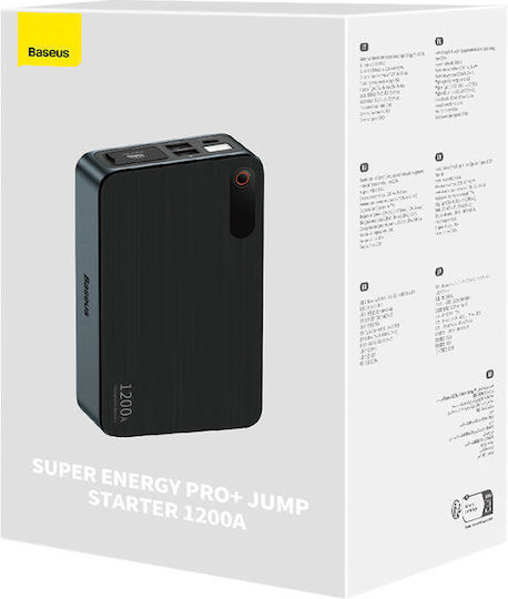 Baseus Super Energy Pro+ Преносим Стартер за Батерия на Автомобил и Мотоциклет 12000mAh с USB / Фенер / Захранваща банка 12V