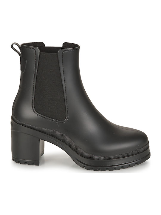 Damen Chelsea Stiefeletten mit hohem Absatz Schwarz