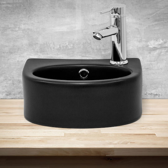 ML-Design Επικαθήμενος Νιπτήρας Κεραμικός 33.5x25.5x13cm Μαύρος