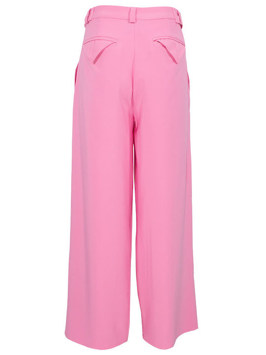 C-Throu Women's High-waisted Fabric Trousers Pink