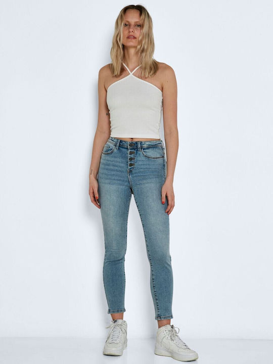 Noisy May Damen Sommer Crop Top mit Trägern Weiß