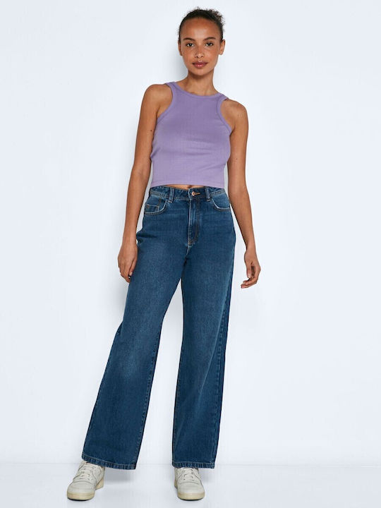 Damen Sommer Crop Top Baumwolle Ärmellos Lila