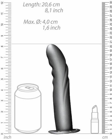 Shots Ouch Textured Curved Hollow Strapless Strap On με Dildo 20.6cm σε Γκρι Χρώμα