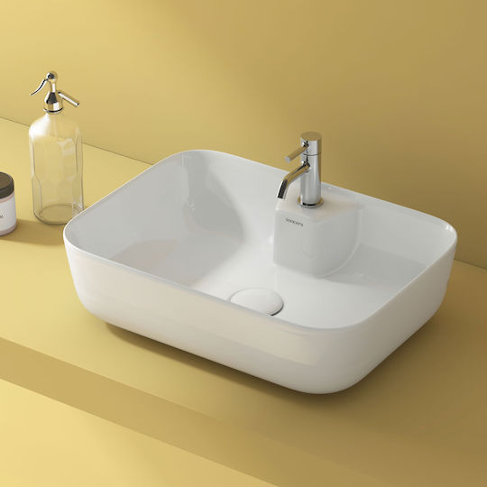 Soncera Sofia 00 Επικαθήμενος Νιπτήρας Πορσελάνης 50x36.5x14.5cm Λευκός