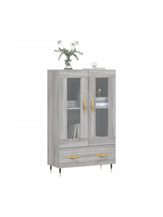 Wohnzimmer Vitrine aus Spanplatte mit Verglasung in Grau 69.5x31x115cm