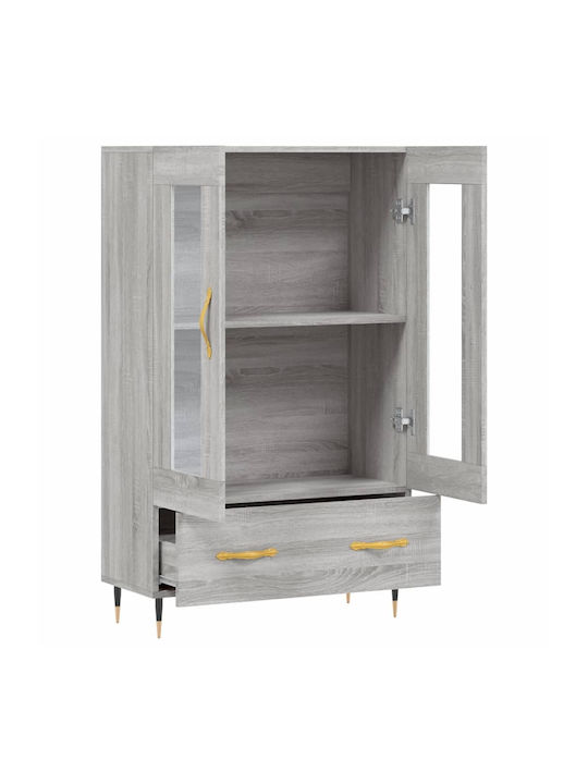 Wohnzimmer Vitrine aus Spanplatte mit Verglasung in Grau 69.5x31x115cm