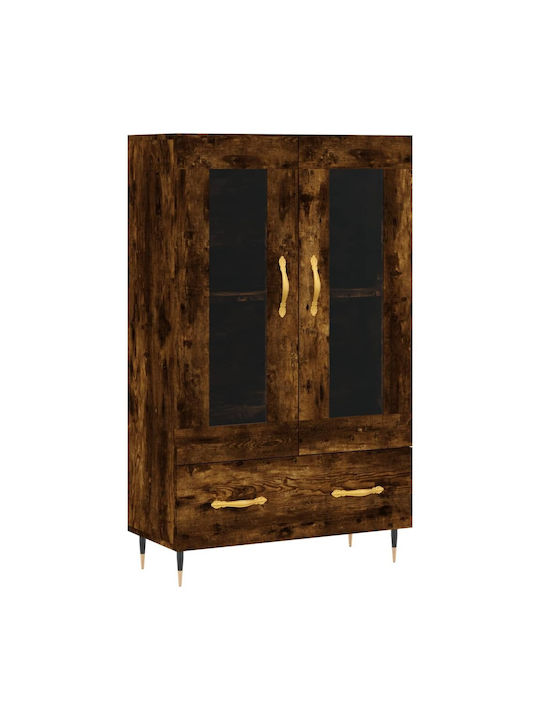 Living Room Display Cabinet from Particle Board with Walnut Glass 69.5x31x115cm