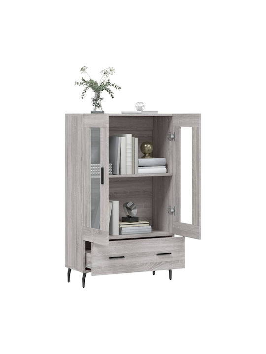 Wohnzimmer Vitrine aus Spanplatte mit Verglasung in Grau 69.5x31x115cm