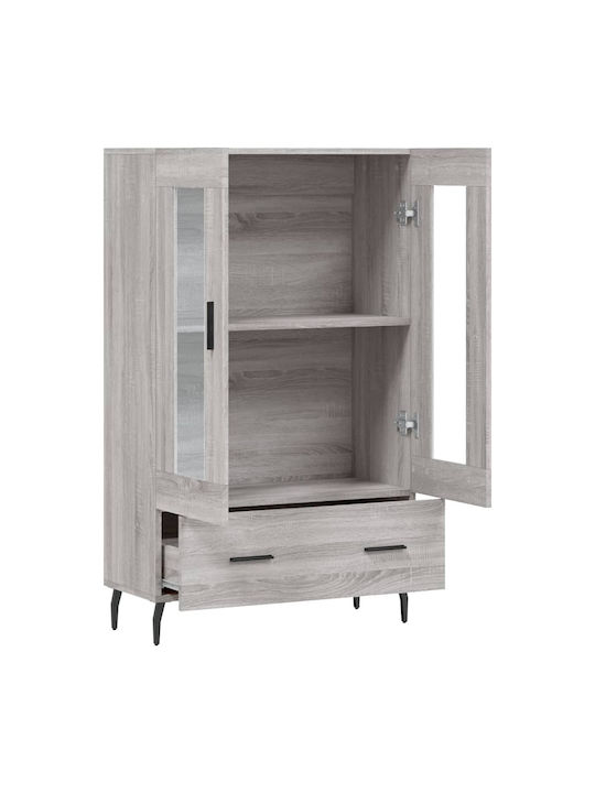 Wohnzimmer Vitrine aus Spanplatte mit Verglasung in Grau 69.5x31x115cm