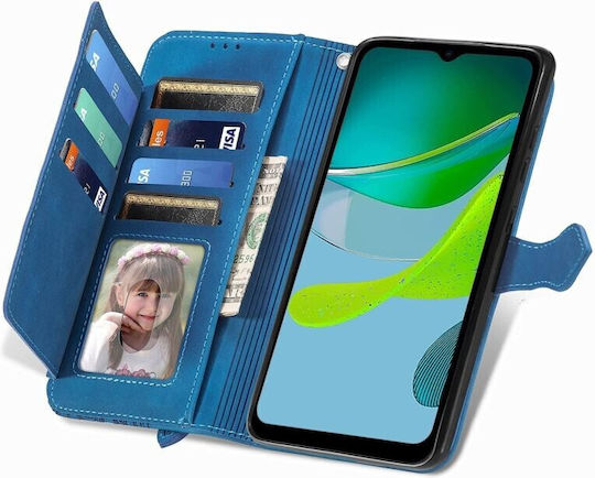 Flower Zipper Wallet Μπλε (Moto E13)