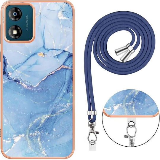 Electroplating Marble Umschlag Rückseite Kunststoff mit Band Blau (Moto E13)