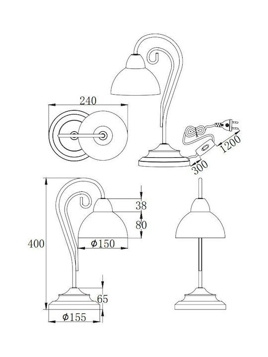Trio Lighting Μεταλλικό Πορτατίφ για Ντουί E14 με Λευκό Καπέλο και Μαύρη Βάση