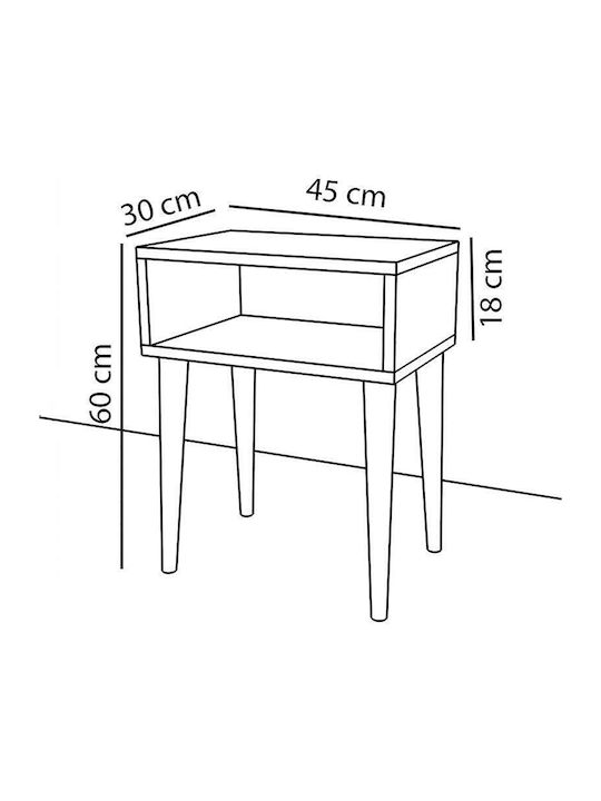 Κομοδίνο Hank Ξύλινο Λευκό 45x30x60cm