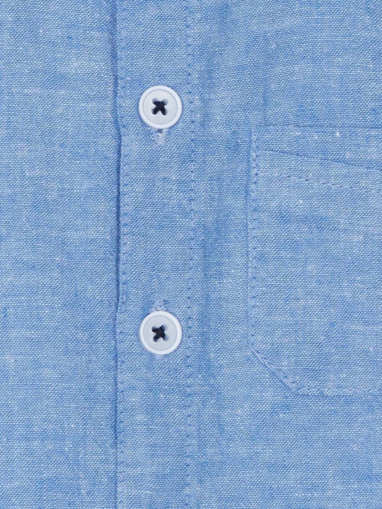 Kids One Color Shirt Long Sleeve Linen Light Blue