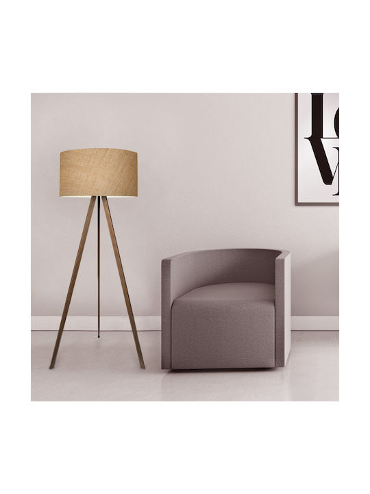 Megapap Rosling Floor Lamp H140xW38cm. with Socket for Bulb E27 Beige