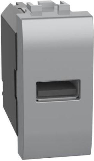 Bticino Walled Power Socket with 1 USB Port Type A Gray
