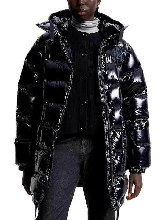 Tommy Hilfiger Kurz Damen Puffer Jacke für Winter Blau WW0WW39771