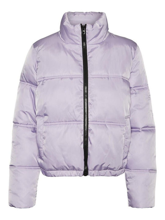 Women's Short Puffer Jacket for Winter Lilacc