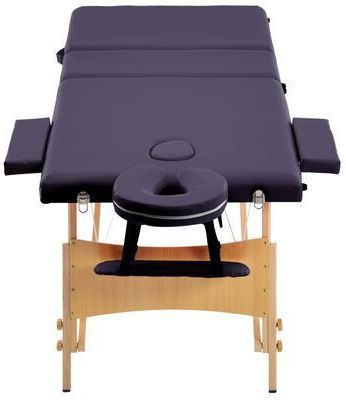 vidaXL Wooden Portable/Folding Purple Massage and Physiotherapy Bed 191x70cm 3 Positions