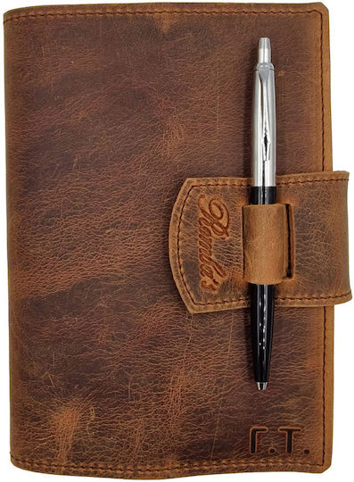 ByLeather Notizbuch 150 Blätter mit Stifthalter Braun