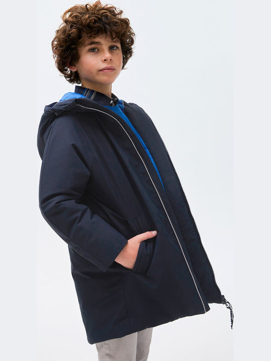 Kids' Parka Long with Hood Navy Blue