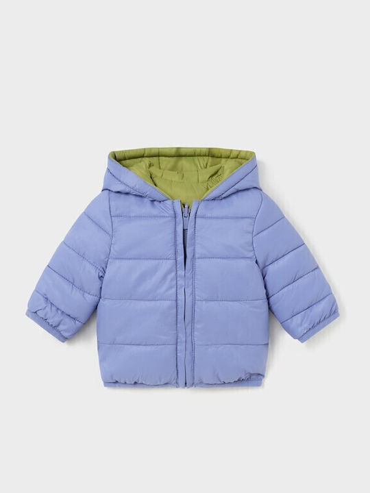 Kids Quilted Short Double Sided Jacket with Hood Green