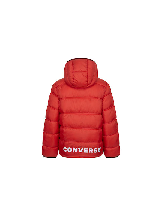 Converse Quilted Coat Red with Ηood