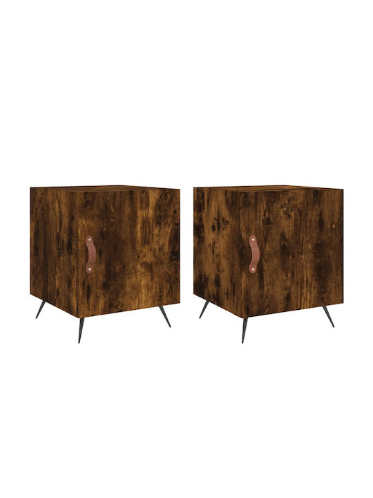 Wooden Bedside Tables 2pcs Καπνιστή Δρυς 40x40x50cm