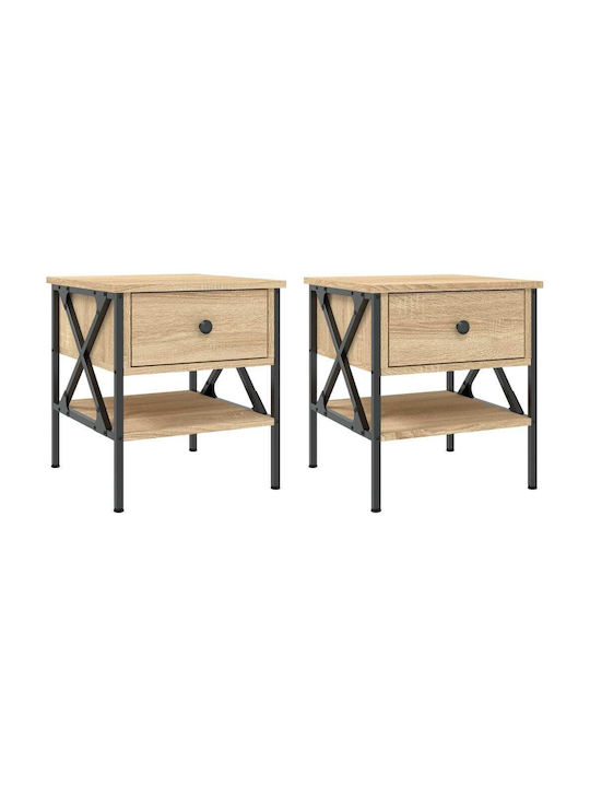 Ξύλινα Bedside Tables with Metallic Legs 2pcs 40x42x45cm