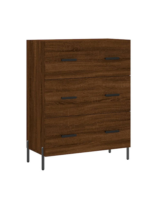 Wooden Chest of Drawers with 3 Drawers 69.5x34x90cm