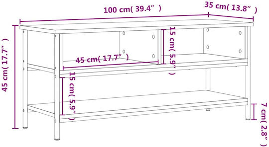 vidaXL TV-Ständer Grau M100xP35xH45cm