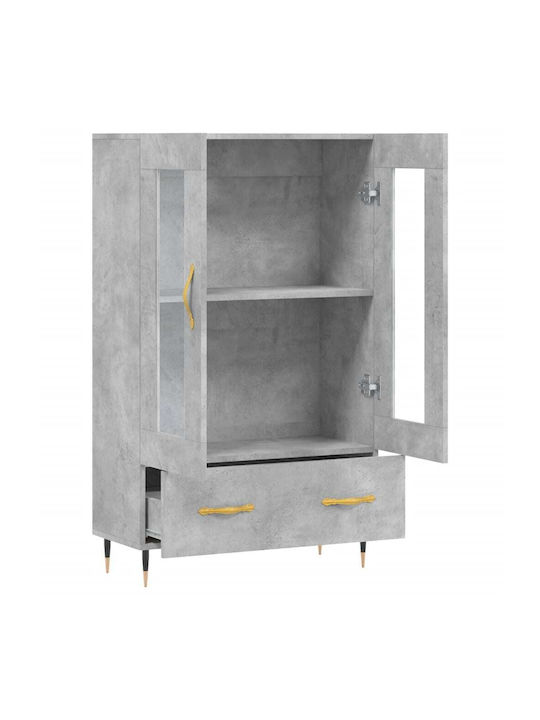 Wohnzimmer Vitrine aus Holz & Metall mit Verglasung in Grau 69.5x31x115cm