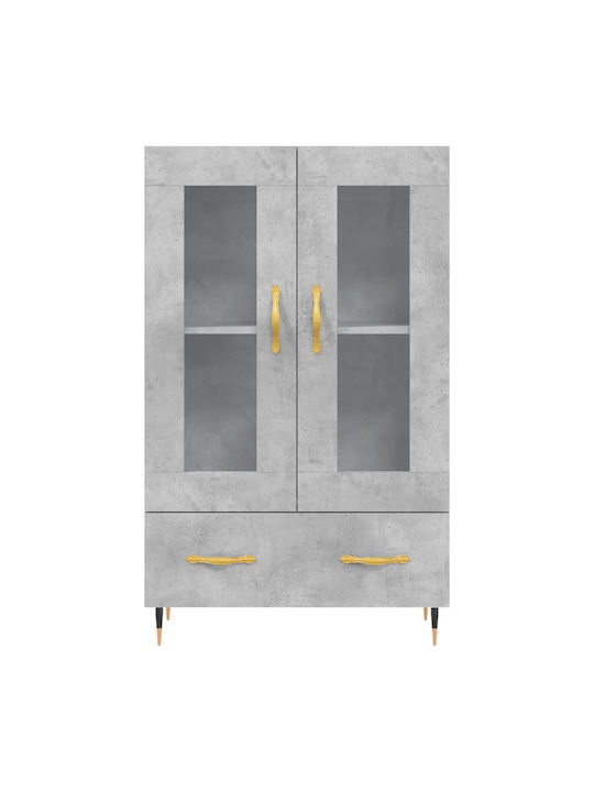 Wohnzimmer Vitrine aus Holz & Metall mit Verglasung in Grau 69.5x31x115cm