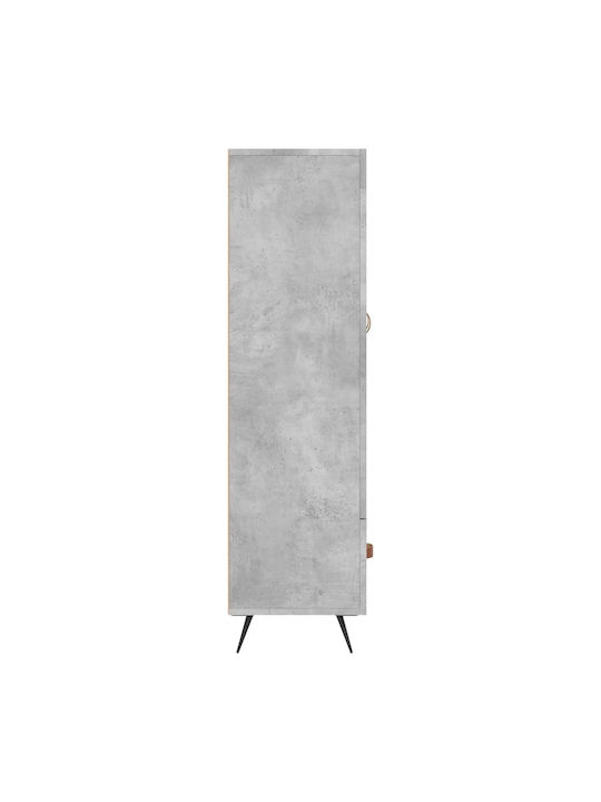 Wohnzimmer Vitrine aus Holz & Metall mit Verglasung Graues 69.5x31x115cm