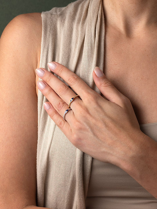 George Art Jewels Γυναικείο Δαχτυλίδι με Ζιργκόν από Ασήμι Επιχρυσωμένο