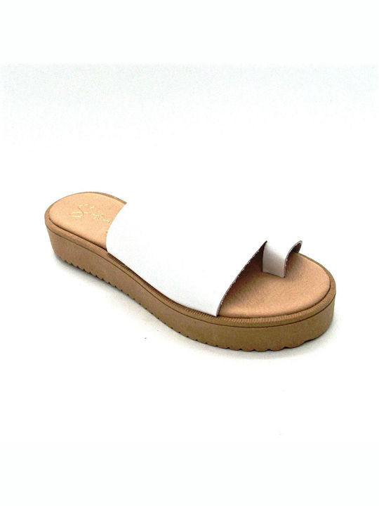 Santorini Sandals Platforme dama Albe